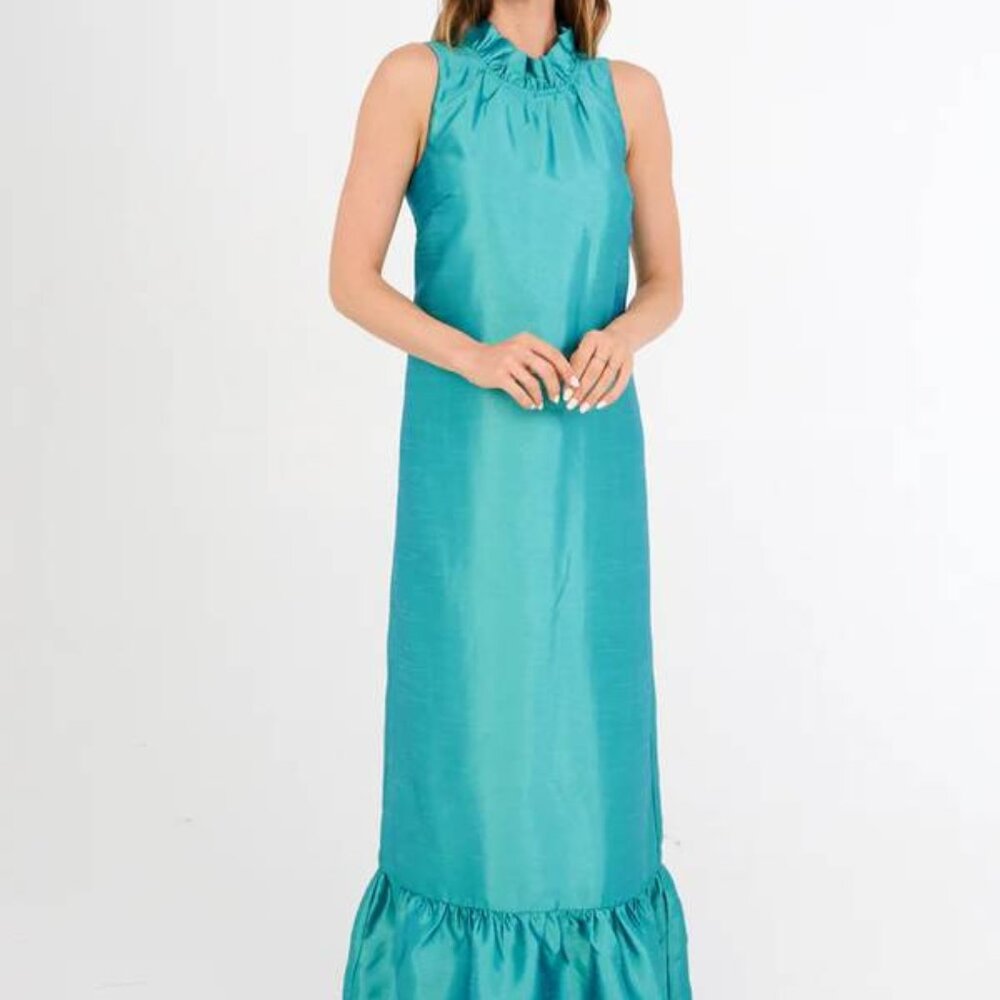 NEW ABBEY GLASS CAMILLE TEAL DUPIONI DRESS GOWN WEDDING FORMAL